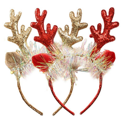 Glitter Christmas Elk Antler Hair Hoop Αξιολάτρευτο χριστουγεννιάτικο ελαφάκι Headpiece Cosplay κοστούμι αξεσουάρ για φόρεμα κεφαλιού πάρτι