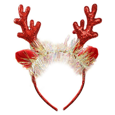 Блестящ коледен обръч за коса с еленов рог Очарователна коледна шапка с еленов рог Аксесоари за костюми за косплей за вечеринка