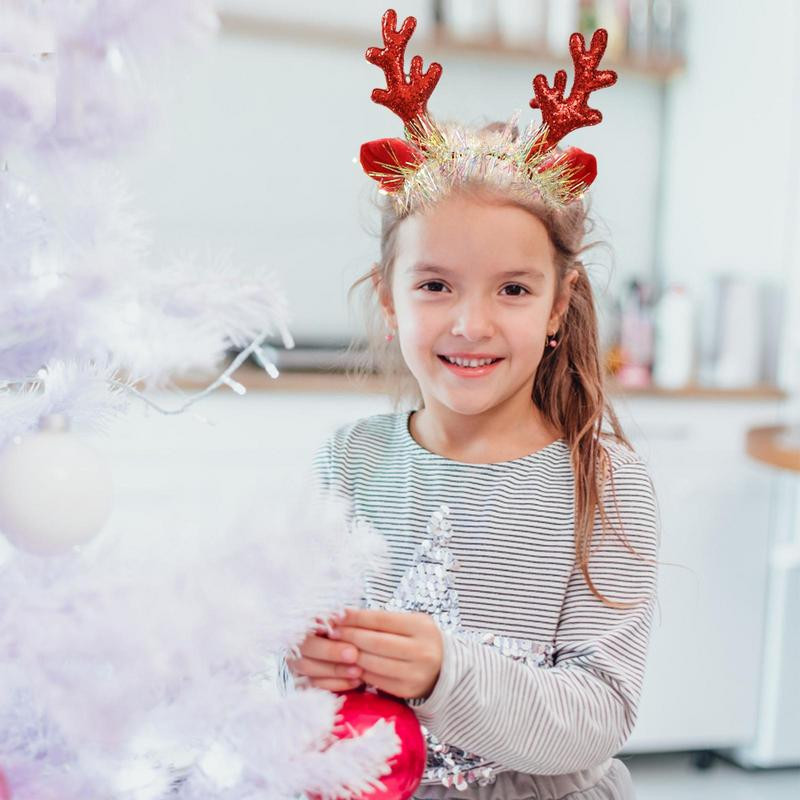 Блестящ коледен обръч за коса с еленов рог Очарователна коледна шапка с еленов рог Аксесоари за костюми за косплей за вечеринка