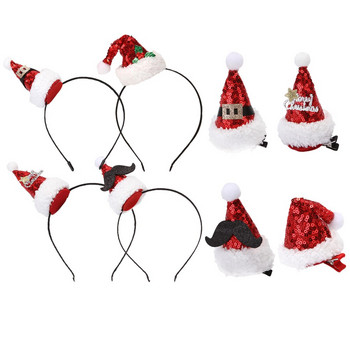 Χριστουγεννιάτικα κλιπ για καπέλο για τα μαλλιά, κορδέλα Santa Barrettes Lovely Band Αξεσουάρ κεφαλής κεφαλής Bopper Μίνι φουρκέτα Διακόσμηση για ενήλικες