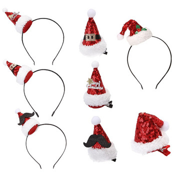 Χριστουγεννιάτικα κλιπ για καπέλο για τα μαλλιά, κορδέλα Santa Barrettes Lovely Band Αξεσουάρ κεφαλής κεφαλής Bopper Μίνι φουρκέτα Διακόσμηση για ενήλικες