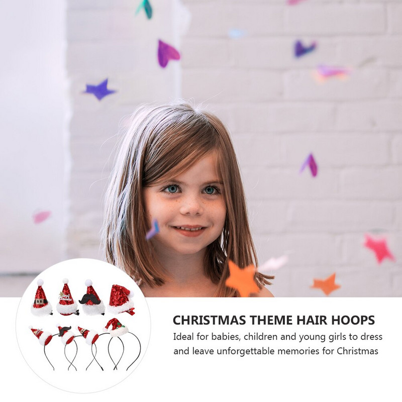 Χριστουγεννιάτικα κλιπ για καπέλο για τα μαλλιά, κορδέλα Santa Barrettes Lovely Band Αξεσουάρ κεφαλής κεφαλής Bopper Μίνι φουρκέτα Διακόσμηση για ενήλικες