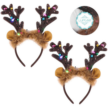 Лента за глава Antlers Deer Led Коледни ленти за глава Аксесоари за елени Cosplay Lightelk Holiday