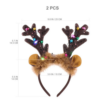 Лента за глава Antlers Deer Led Коледни ленти за глава Аксесоари за елени Cosplay Lightelk Holiday