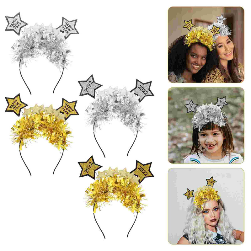 Nova traka za glavu Year Hair Hoop Years Star Tinsel Christmas Accessories Tiara Bopper Decor Eve Moderan S Party CostumeGlitter Happy