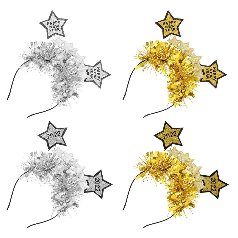 Nova traka za glavu Year Hair Hoop Years Star Tinsel Christmas Accessories Tiara Bopper Decor Eve Moderan S Party CostumeGlitter Happy