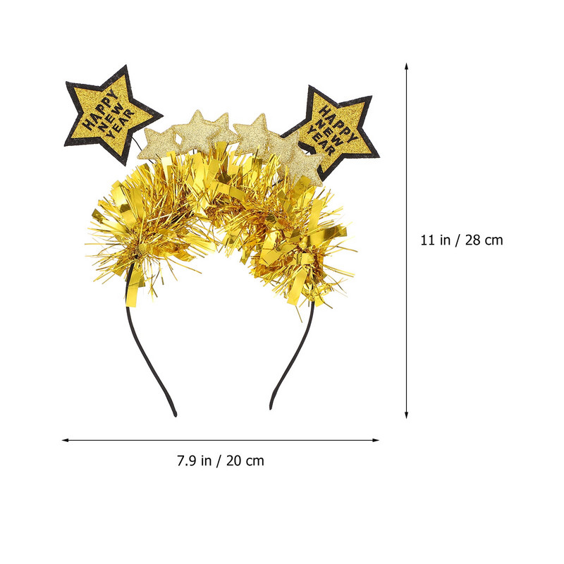 Nova traka za glavu Year Hair Hoop Years Star Tinsel Christmas Accessories Tiara Bopper Decor Eve Moderan S Party CostumeGlitter Happy