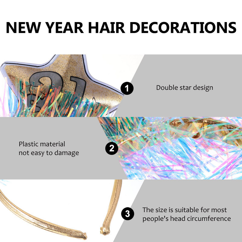 2 kom. Gumice za kosu Obruči za kosu Dvostruka zvijezda Unikatni roman Zanimljivi nakit za kosu Rekviziti za zabavu za Novu godinu