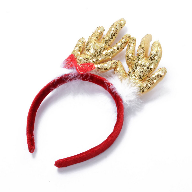 Femei bentiță de Crăciun cu paiete, coarne de ren, accesorii pentru cap, festival, petrecere, decor acasă