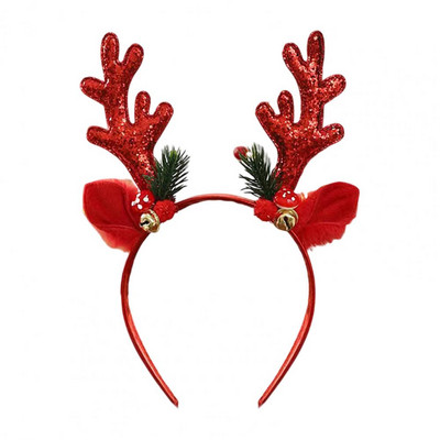 Αξιολάτρευτο Elk Antler Headband Εξαιρετική επαναχρησιμοποιήσιμη χριστουγεννιάτικη στεφάνη μαλλιών Xmas βελούδινη κεφαλόδεσμος ελαφιού