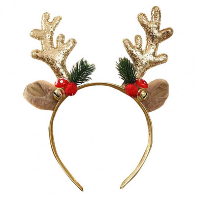 Αξιολάτρευτο Elk Antler Headband Εξαιρετική επαναχρησιμοποιήσιμη χριστουγεννιάτικη στεφάνη μαλλιών Xmas βελούδινη κεφαλόδεσμος ελαφιού