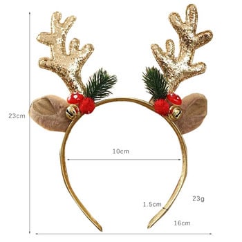 Antlers лента за глава Празнични консумативи Коледа Staghorn Bell Antler Hair Hoop Парти реквизит Удобен за рожден ден Сватба Cosplay