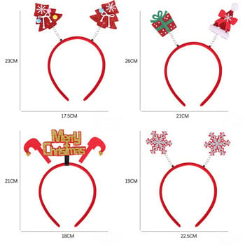 Коледна лента за коса Карикатура Червен Дядо Коледа Снежен човек Рога Лента за глава Весел декор Възрастни Деца Naviidad Подаръци Noel Играчки Обръч за коса