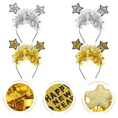 Nova traka za glavu Year Hair Hoop Years Star Tinsel Christmas Accessories Tiara Bopper Decor Eve Moderan S Party CostumeGlitter Happy