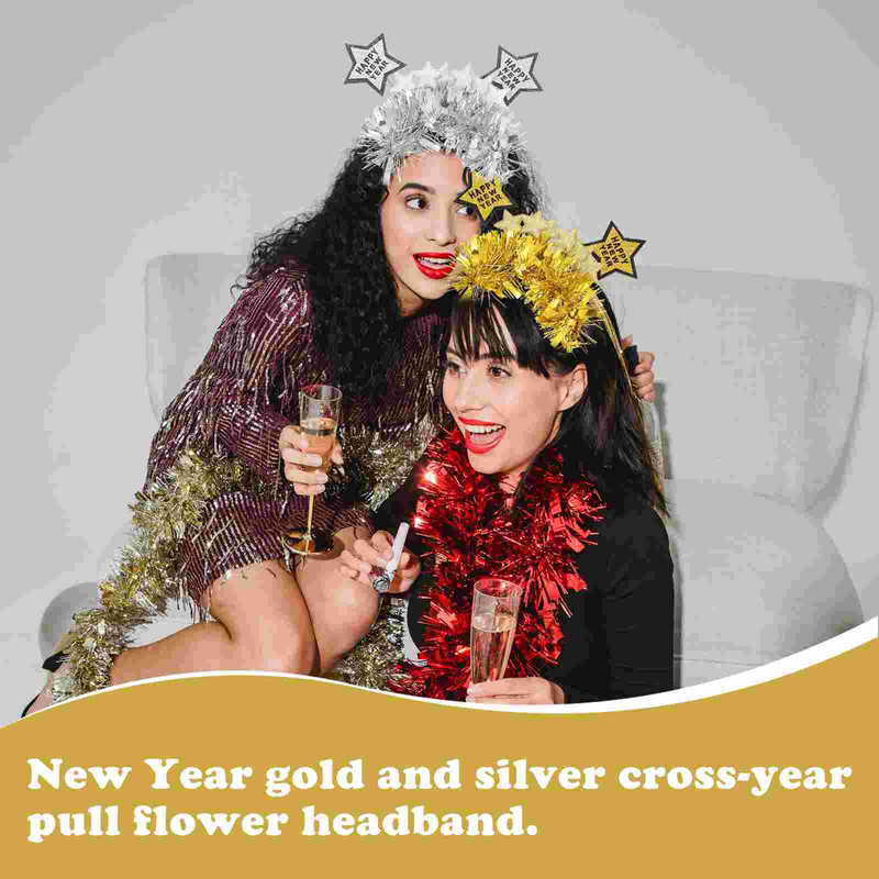 Nova traka za glavu Year Hair Hoop Years Star Tinsel Christmas Accessories Tiara Bopper Decor Eve Moderan S Party CostumeGlitter Happy