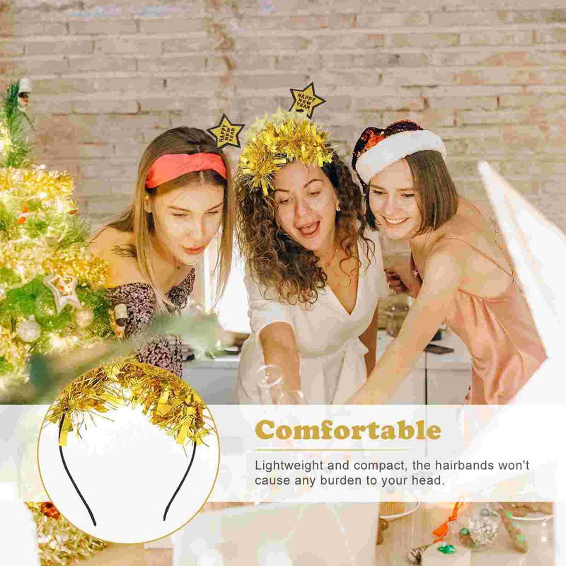 Nova traka za glavu Year Hair Hoop Years Star Tinsel Christmas Accessories Tiara Bopper Decor Eve Moderan S Party CostumeGlitter Happy