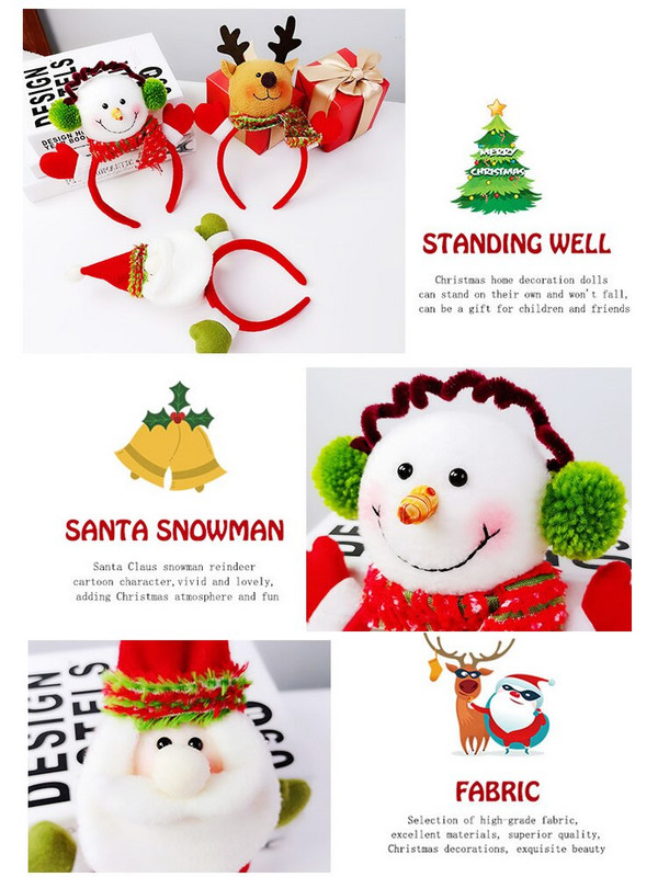 Slatka božićna plišana traka za glavu 3D crtani Snjegović Djed Božićnjak Elk Dodaci za kosu Božićni dar za božićne novogodišnje ukrase za zabavu