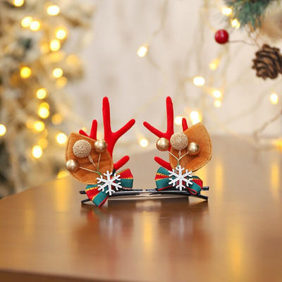 Noi agrafe de păr de Crăciun, pălărie, ac de păr pentru fete, cadou de festival, drăguț, ureche de cerb, conuri de pin, agrafe, accesorii pentru păr pentru adulți.