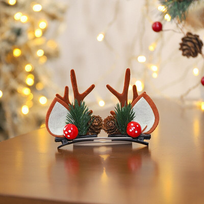 Noi agrafe de păr de Crăciun, pălărie, ac de păr pentru fete, cadou de festival, drăguț, ureche de cerb, conuri de pin, agrafe, accesorii pentru păr pentru adulți.