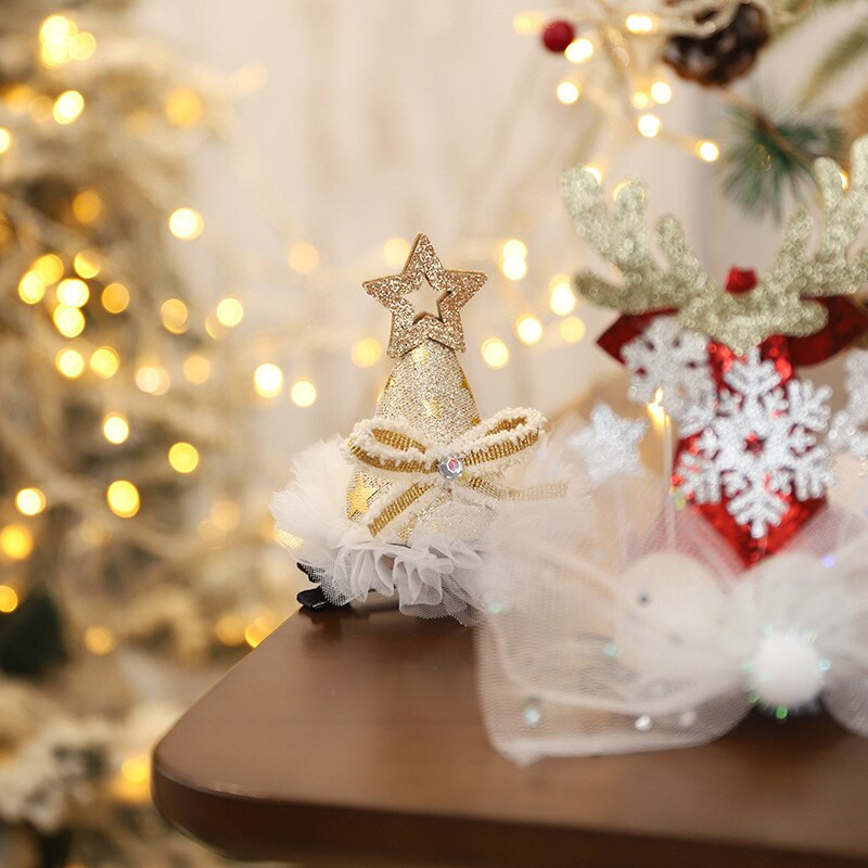 Noi agrafe de păr de Crăciun, pălărie, ac de păr pentru fete, cadou de festival, drăguț, ureche de cerb, conuri de pin, agrafe, accesorii pentru păr pentru adulți.