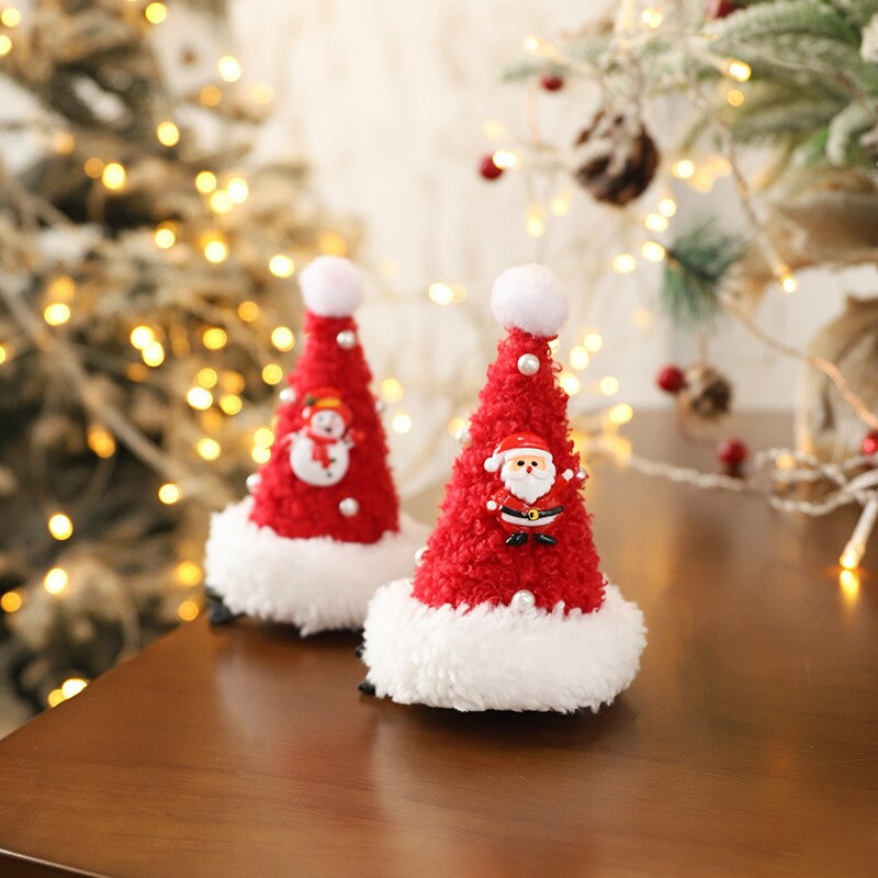 Noi agrafe de păr de Crăciun, pălărie, ac de păr pentru fete, cadou de festival, drăguț, ureche de cerb, conuri de pin, agrafe, accesorii pentru păr pentru adulți.