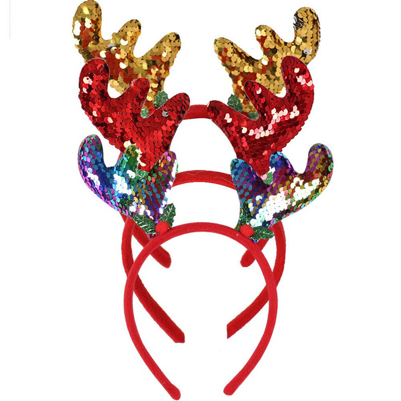 Коледни ленти за глава Сладки празнични ленти за глава Лента за глава с панделка на елен Забавление за коледно парти