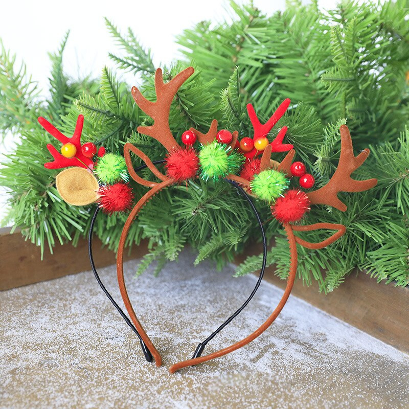 Novi božićni DIY ukrasi Traka za glavu Pokrivalo za glavu Ukosnica od roga Plastična kosmata Svečani dodaci