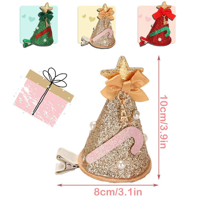 Božićne kopče za kosu Šešir za božićno drvce Pokrivalo za glavu Božićno pokrivalo za kosu Dodatak za kosu za djevojčicu, dijete, blagdanski ukras za zabavu