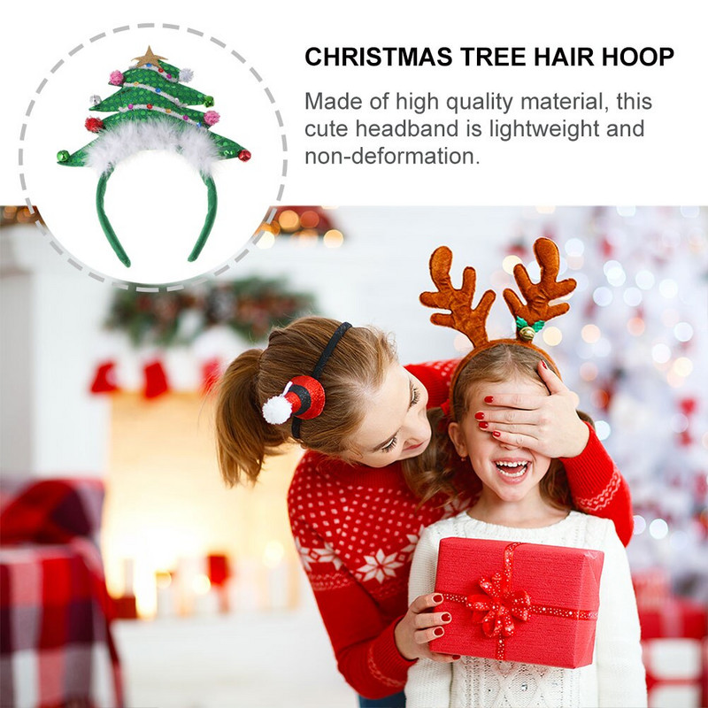 Jõulupuu peapael Juuksekaunistusedpeakate Hoop Head Litrid Kostüümid Laste Tähtpeakatted Pühadepeakate Cosplay Stuffers