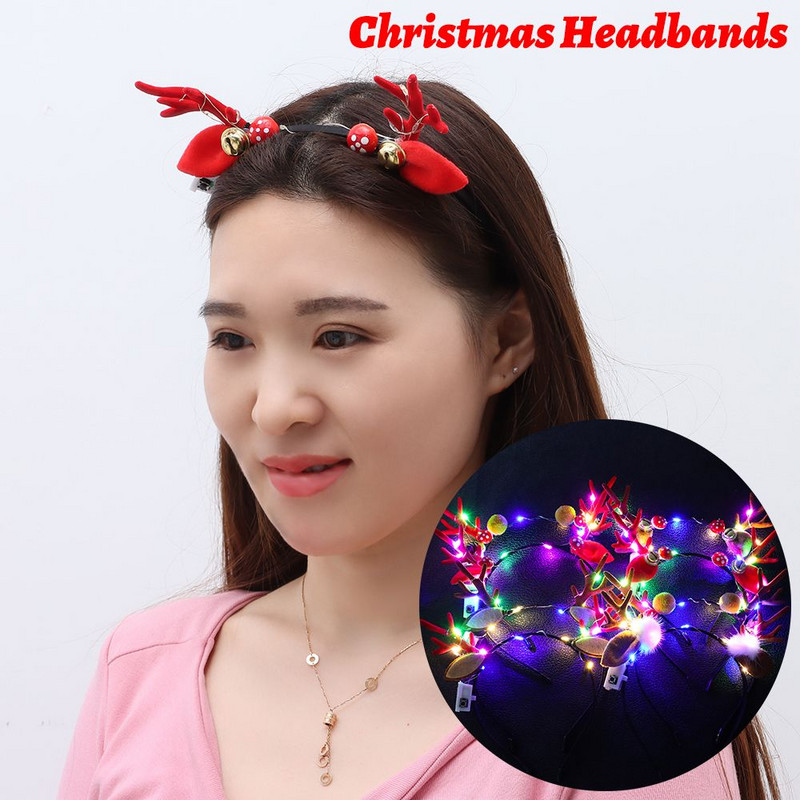 Novo za djecu Trepereće trake za glavu Svjetleći rogovi Svjetleće božićne trake za glavu Božićni ukrasi LED trake za kosu