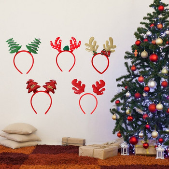Κόκκινο χριστουγεννιάτικο λουράκι μαλλιών με κινούμενα σχέδια Άγιος Βασίλης Χιονάνθρωπος Κέρατα κεφαλής Καλά Χριστούγεννα Διακόσμηση Ενήλικων Παιδιών