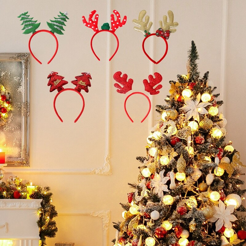 Crtani crveni božićni remen za kosu Djed Mraz Snjegović Antlers Traka za glavu Sretan Božić Dekoracija Odrasla djeca