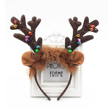 Headband Christmas Antler Reindeer Lightantlers Led Headbands Glowing Hair Hoop Deerfor Ears Headpiece Glow Woman κοστούμι