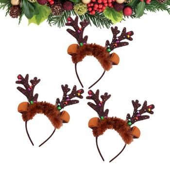 Headband Christmas Antler Reindeer Lightantlers Led Headbands Glowing Hair Hoop Deerfor Ears Headpiece Glow Woman κοστούμι