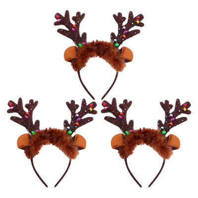 Headband Christmas Antler Reindeer Lightantlers Led Headbands Glowing Hair Hoop Deerfor Ears Headpiece Glow Woman κοστούμι