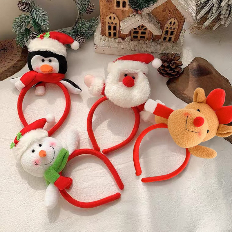 Vianočné kreslené roztomilé plyšové sponky do vlasov, čelenky pre roztomilé bábiky, sladké študentské čelenky, najpredávanejšie, Horquilla De Navidad 2023, nový rok