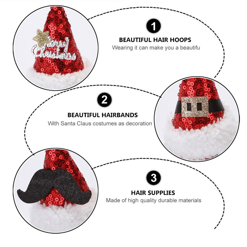 Jõulud Juuksed Hatparty Klambrid Peapael Jõuluvana Barrettes Armas Band Peakate Peakate Aksessuaarid Täiskasvanute Dekoratsioon Juuksenõel Bopper Mini