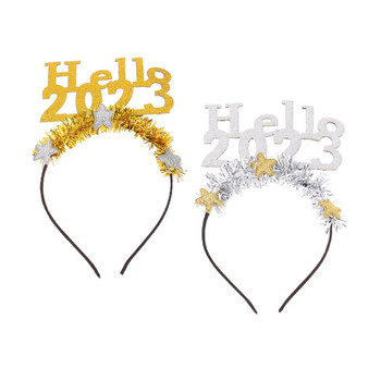 Funny Hello 2023 Headband Hair Hoop Photo Props Party Hair Accessory for Party Favor Girls Holiday Decorations