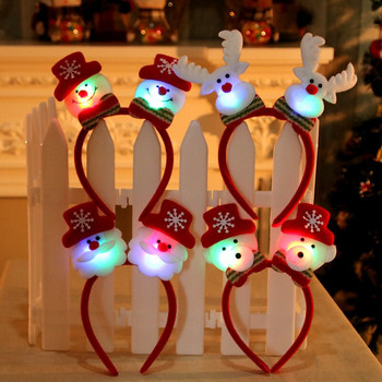 Χριστουγεννιάτικες κορδέλες για παιδιά Ενήλικες Santa Elk Antlers Headband Kids Elf Ears Hairbands Αξεσουάρ δώρου 2023 με φώτα Led