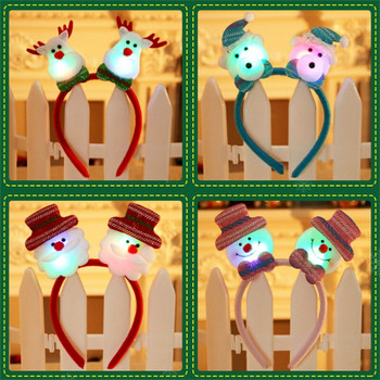 Χριστουγεννιάτικες κορδέλες για παιδιά Ενήλικες Santa Elk Antlers Headband Kids Elf Ears Hairbands Αξεσουάρ δώρου 2023 με φώτα Led
