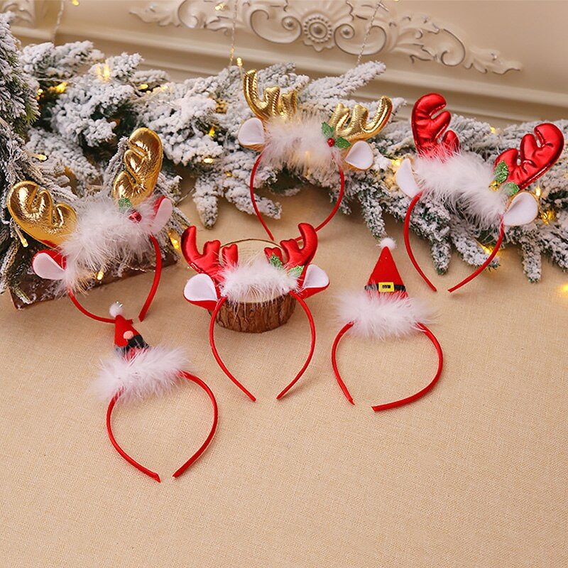 Jõulud Juukserõngas Peapael Jõulupuu Põdrasarved Juuksepael Laps Täiskasvanud Põhjapõdra päkapikk Kõrvad Peakatted Jõuluvana õnnelik uus kingitus