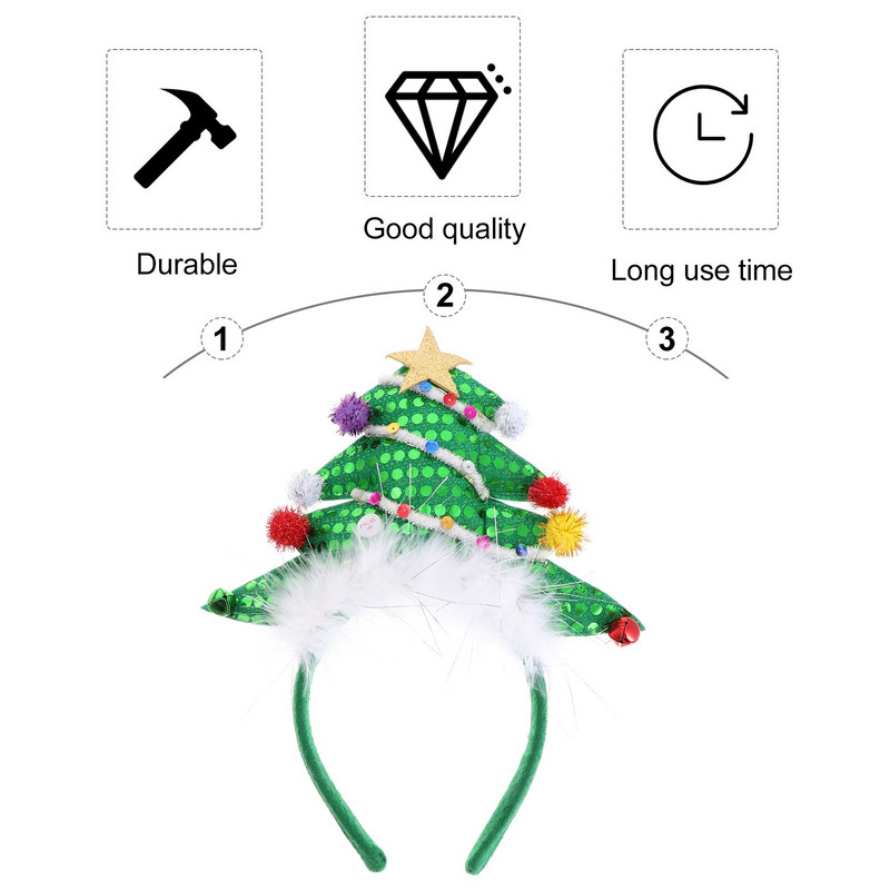Jõulupeapael Peapael Juuksur Tree Party Naiste Müts Peakate Jõuluvana kostüümirõngas Tüdrukutele Täiskasvanute Kerge Juuksepael Pühade Litrid