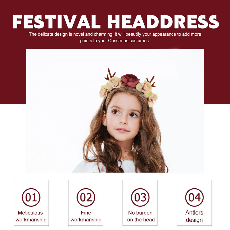 Božićna traka za glavu Kosa Jelen Rogovi Cvijet Sob Obruč Rogovi Cvjetne trake za glavu Trake za glavu Elk Bands Odjeća za glavu Blagdan