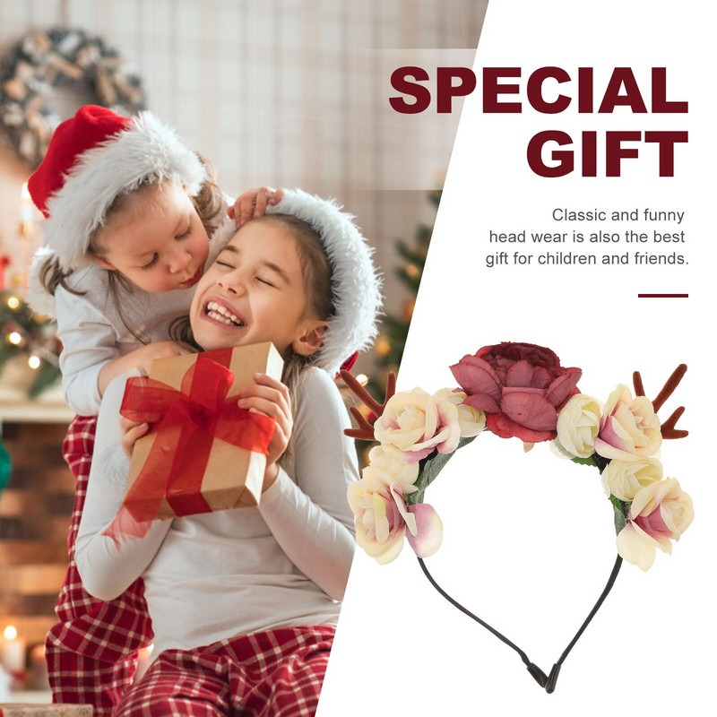 Božićna traka za glavu Kosa Jelen Rogovi Cvijet Sob Obruč Rogovi Cvjetne trake za glavu Trake za glavu Elk Bands Odjeća za glavu Blagdan