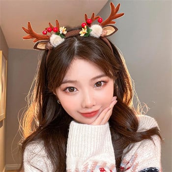 Christmas Antler Headbands Reindeer Antlers Elf Ear Headband για γυναίκες κορίτσια Διακόσμηση Χριστουγεννιάτικου πάρτι Cosplay Αξεσουάρ μαλλιών