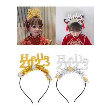 Funny Hello 2023 Headband Hair Hoop Party Αξεσουάρ μαλλιών φωτογραφικά στηρίγματα για γυναίκες Διακοσμητικό για κορίτσια για μπομπονιέρα για γιορτές