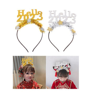 Funny Hello 2023 Headband Hair Hoop Party Αξεσουάρ μαλλιών φωτογραφικά στηρίγματα για γυναίκες Διακοσμητικό για κορίτσια για μπομπονιέρα για γιορτές