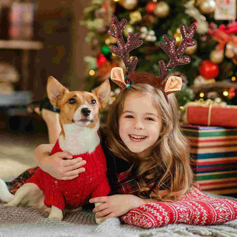 Traka za glavu Božićni sobovi rogovi Trake za glavu od jelenjih rogova Blagdanske uši Elko pokrivalo za glavu Ženski kostim sa šljokicama za kosu u obliku obruča