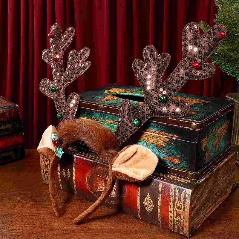 Traka za glavu Božićni sobovi rogovi Trake za glavu od jelenjih rogova Blagdanske uši Elko pokrivalo za glavu Ženski kostim sa šljokicama za kosu u obliku obruča