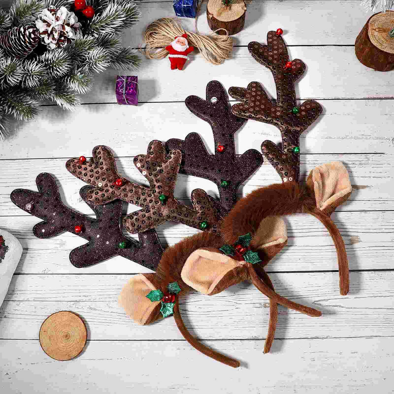 Traka za glavu Božićni sobovi rogovi Trake za glavu od jelenjih rogova Blagdanske uši Elko pokrivalo za glavu Ženski kostim sa šljokicama za kosu u obliku obruča